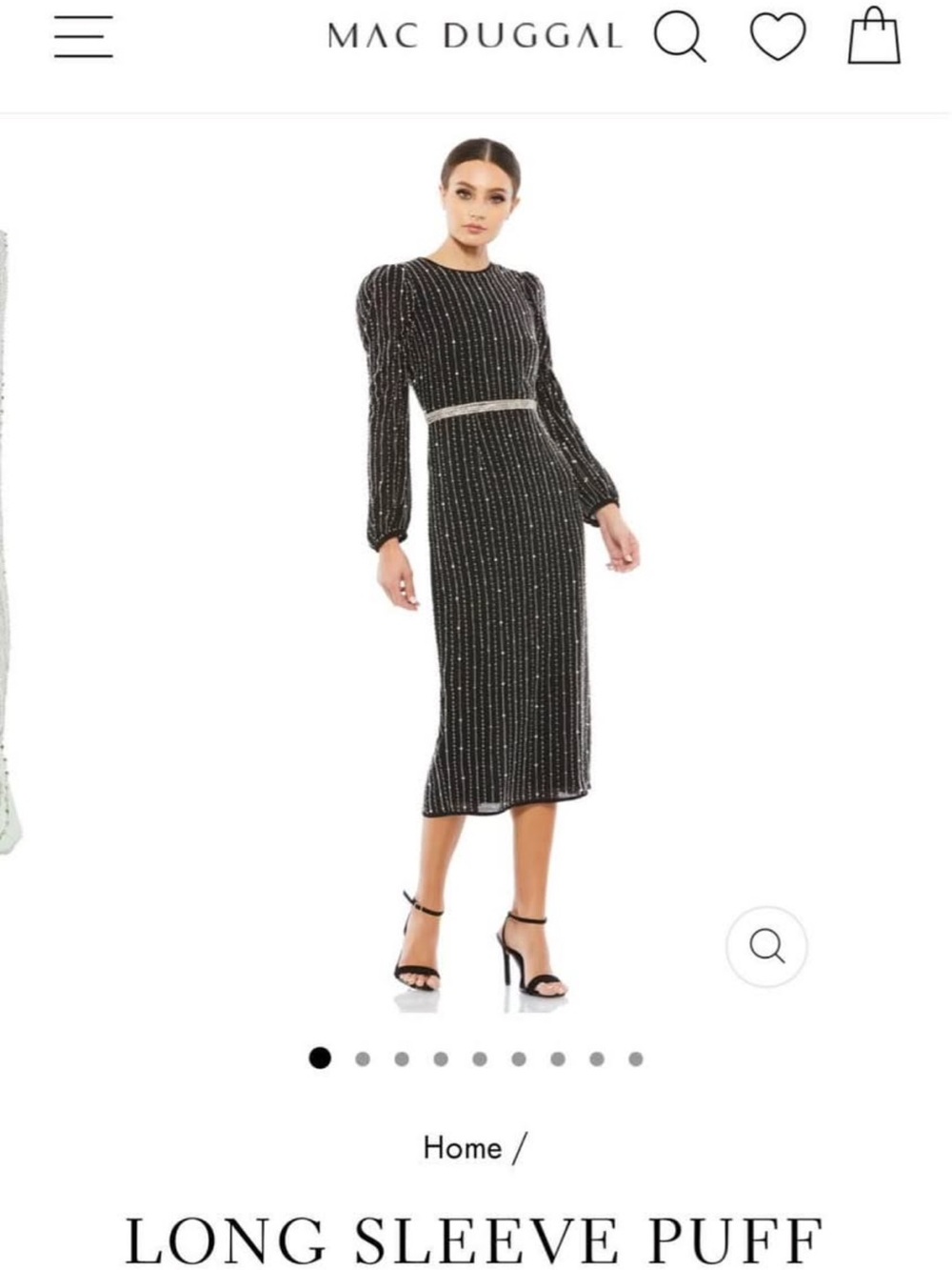 Mac Duggal Black Long-Sleeve Beaded Stripe Evening Gown - Picture 2 of 2